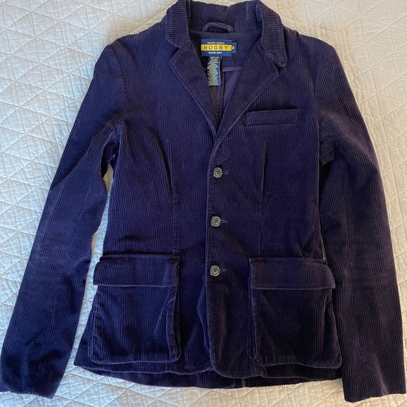 RUGBY RALPH LAUREN Suede Elbow Patch Soft Corduroy 3-button Blazer In Purple 2 - Picture 1 of 6